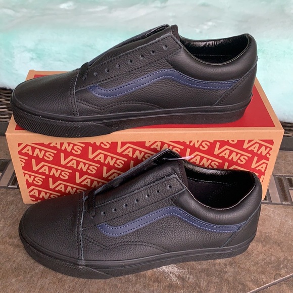 VANS OLD SKOOL LEATHER POP BLACK/DRESS BLUES WMNS - Picture 6 of 14